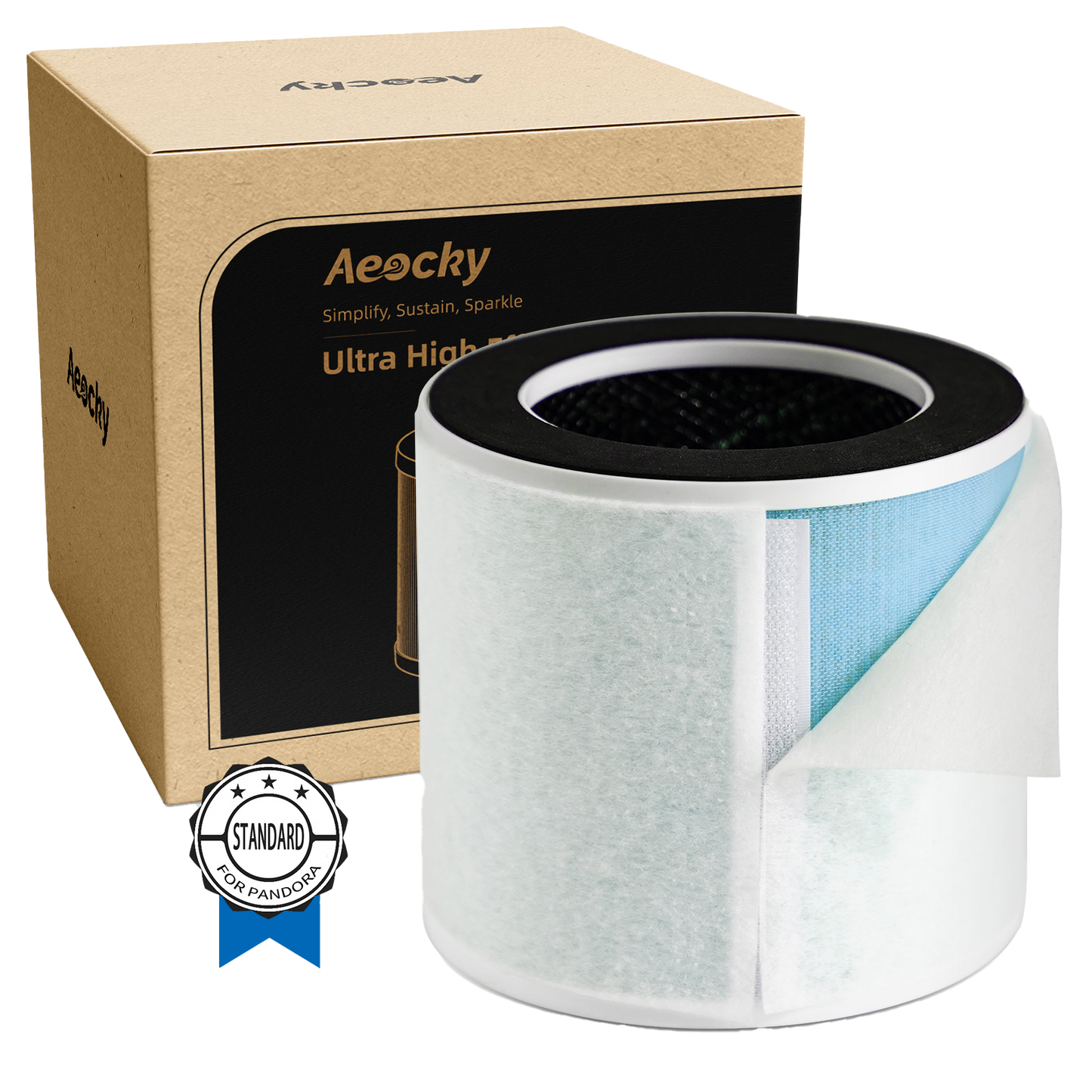 5-in-1 HEPA Air Purifier Filter for Aeocky Pandora with Washable Pre-Filter, without Activated Carbon, 1st Generation, 1 Pack