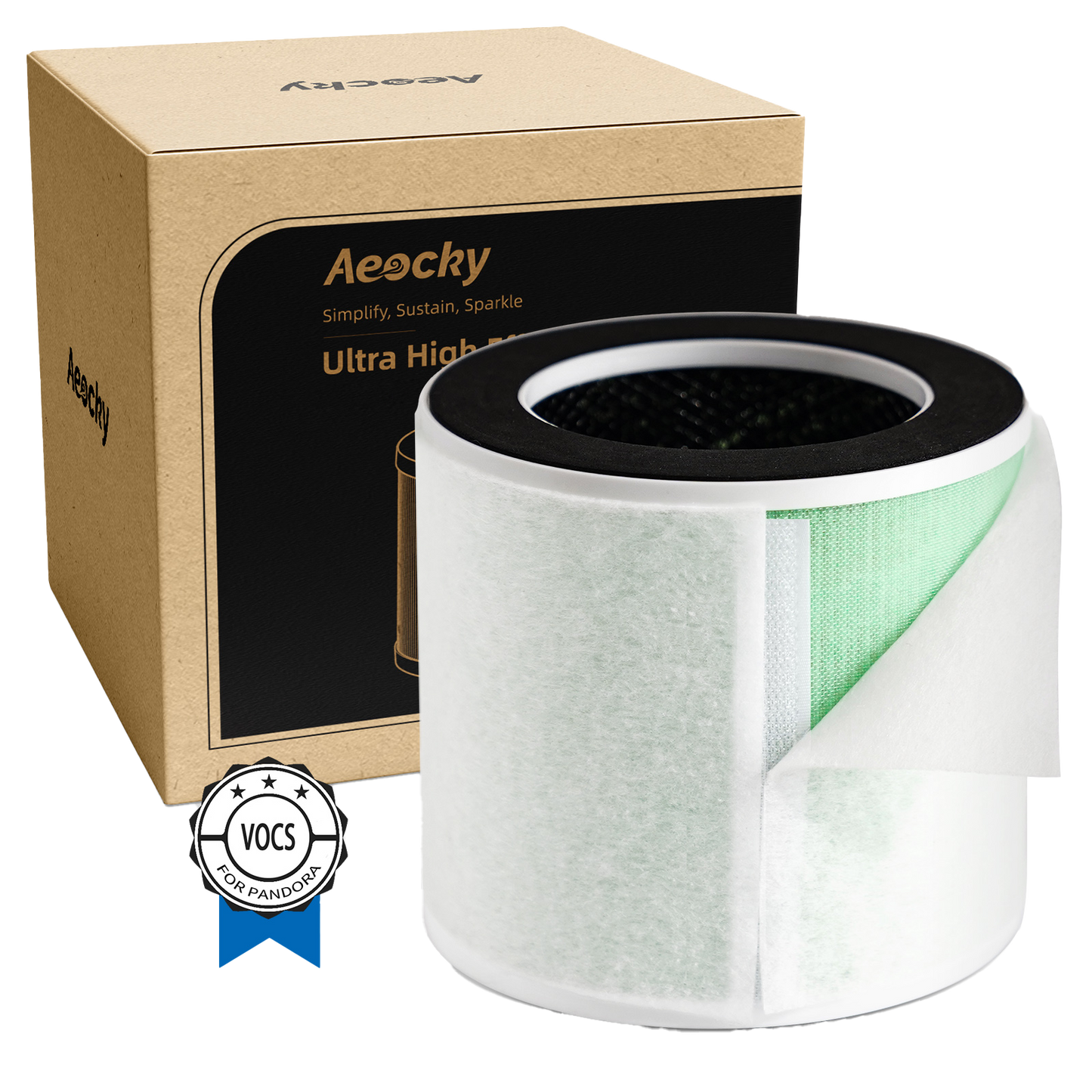 5-in-1 HEPA Air Purifier Replacement Filter for Aeocky Pandora with Washable Pre-Filter, Activated Carbon Filter, 2nd Generation, 1 Pack, VOCs