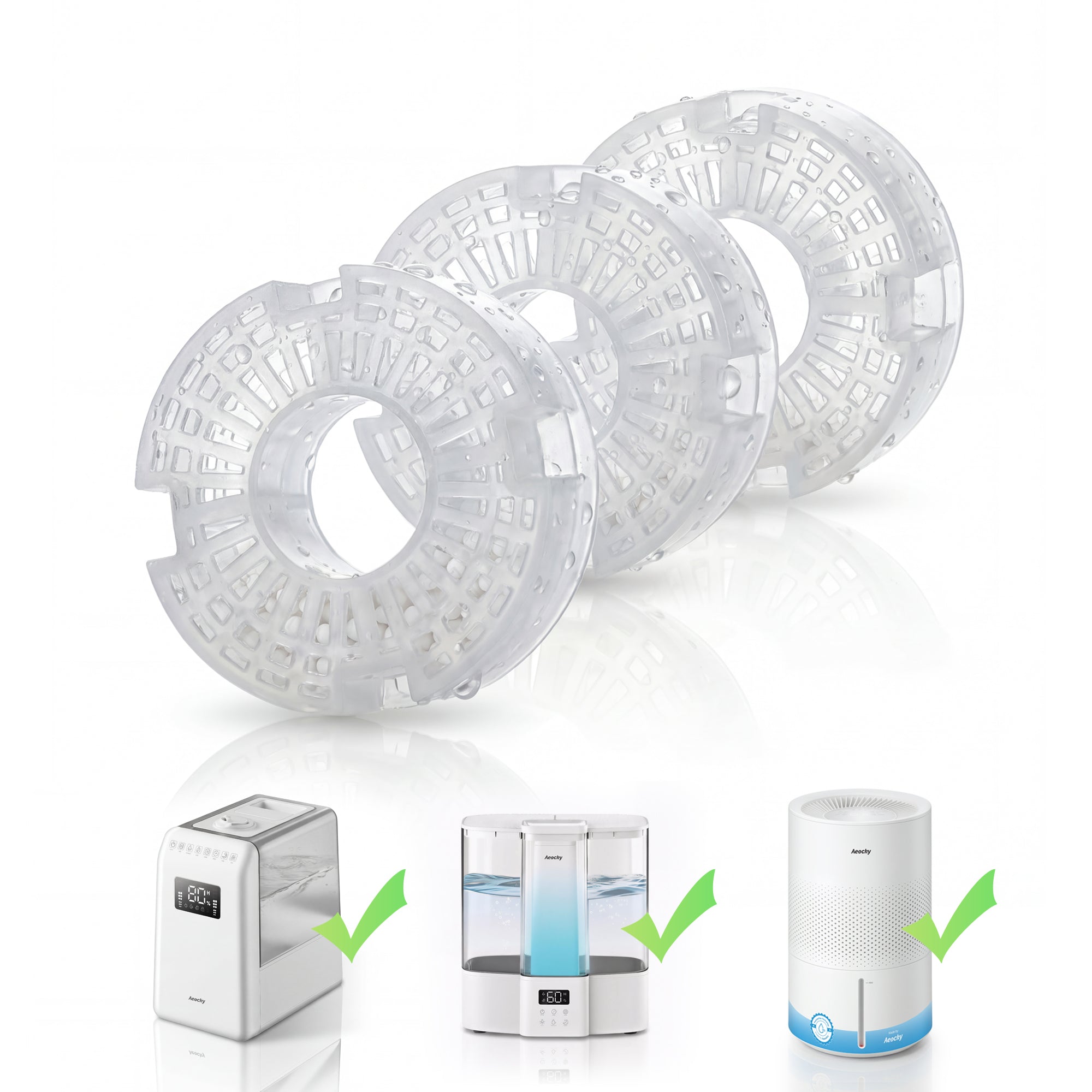 AEOCKY  Scale Inhibitor Cartridge, Humidifier Filters Compatible for Aeocky Humidifiers （3-pack）
