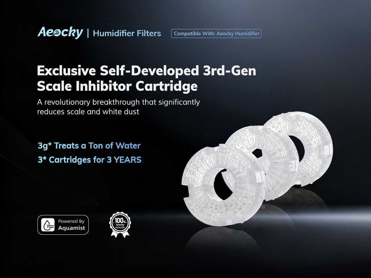 AEOCKY  Scale Inhibitor Cartridge, Humidifier Filters Compatible for Aeocky Humidifiers （3-pack）