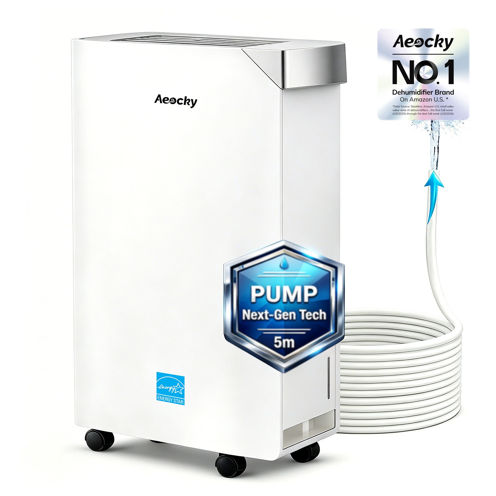 AEOCKY Dehumidifier Model Leo-002, Max 105 Pint/D (5500 Sq.Ft)